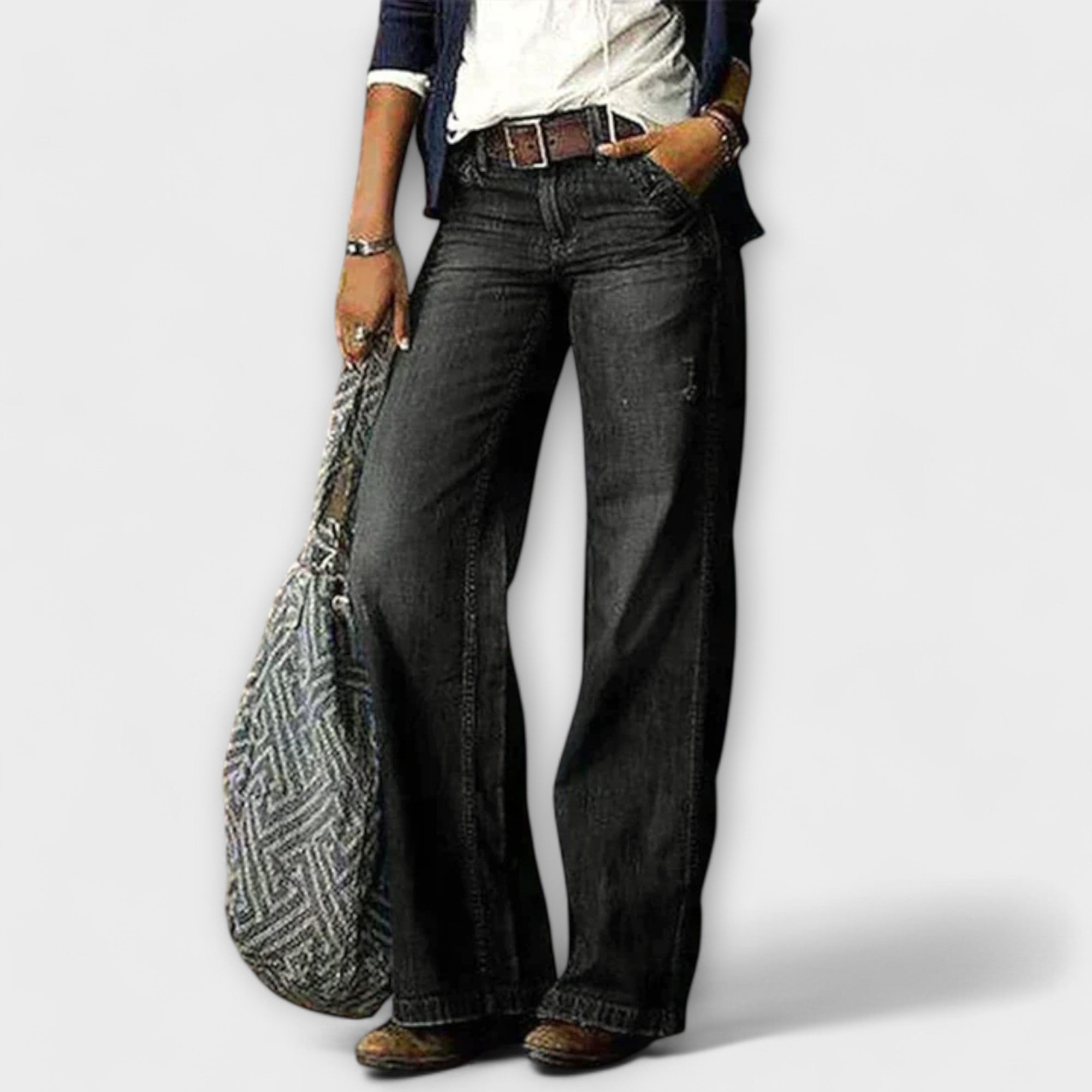 Cess - Denim Pants with Wide Leg