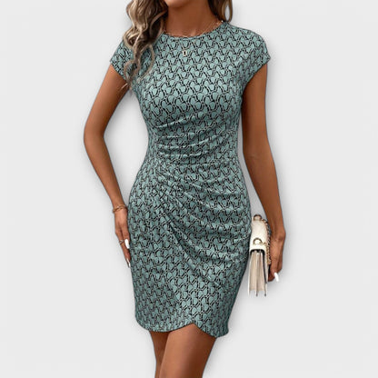 Emma - Short sleeve tulip dress with print