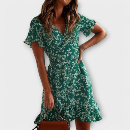 Nilsine - Short Boho Dress in Green